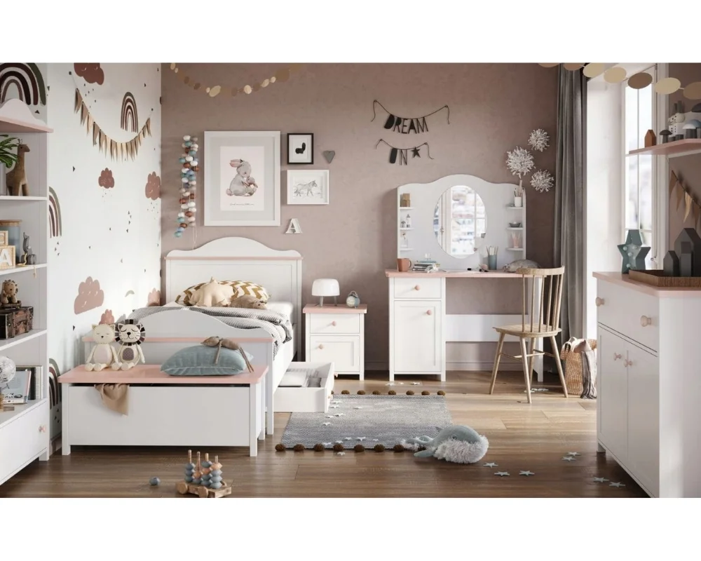 L-LU003 Kinderzimmer-Set Jugendzimmer-Set mit Multifunktionsbox mit Klappe Deine Möbel