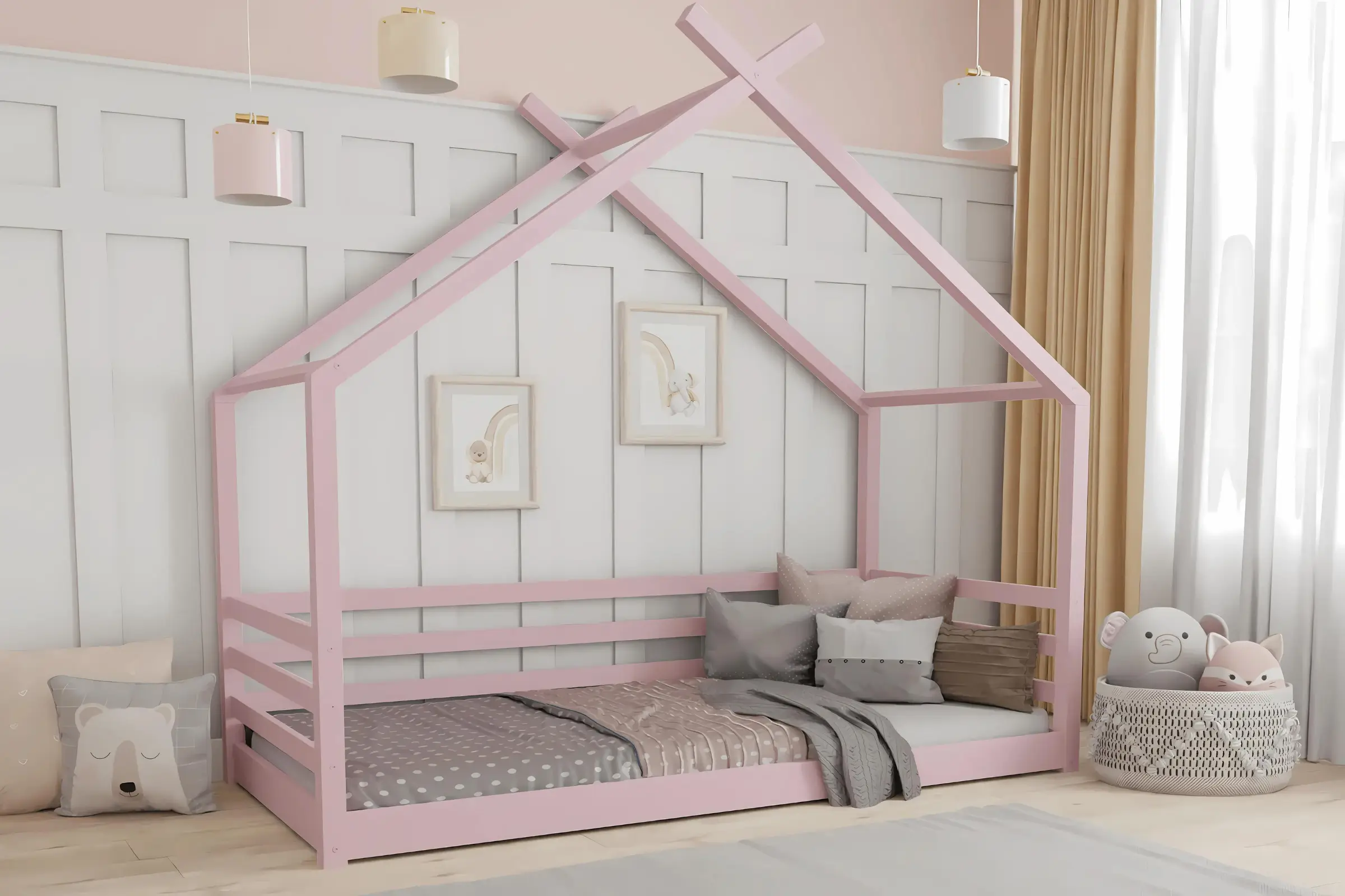 MOON 120x200 Rosa Bodenbett Hausbett Einzelbett Deine Möbel