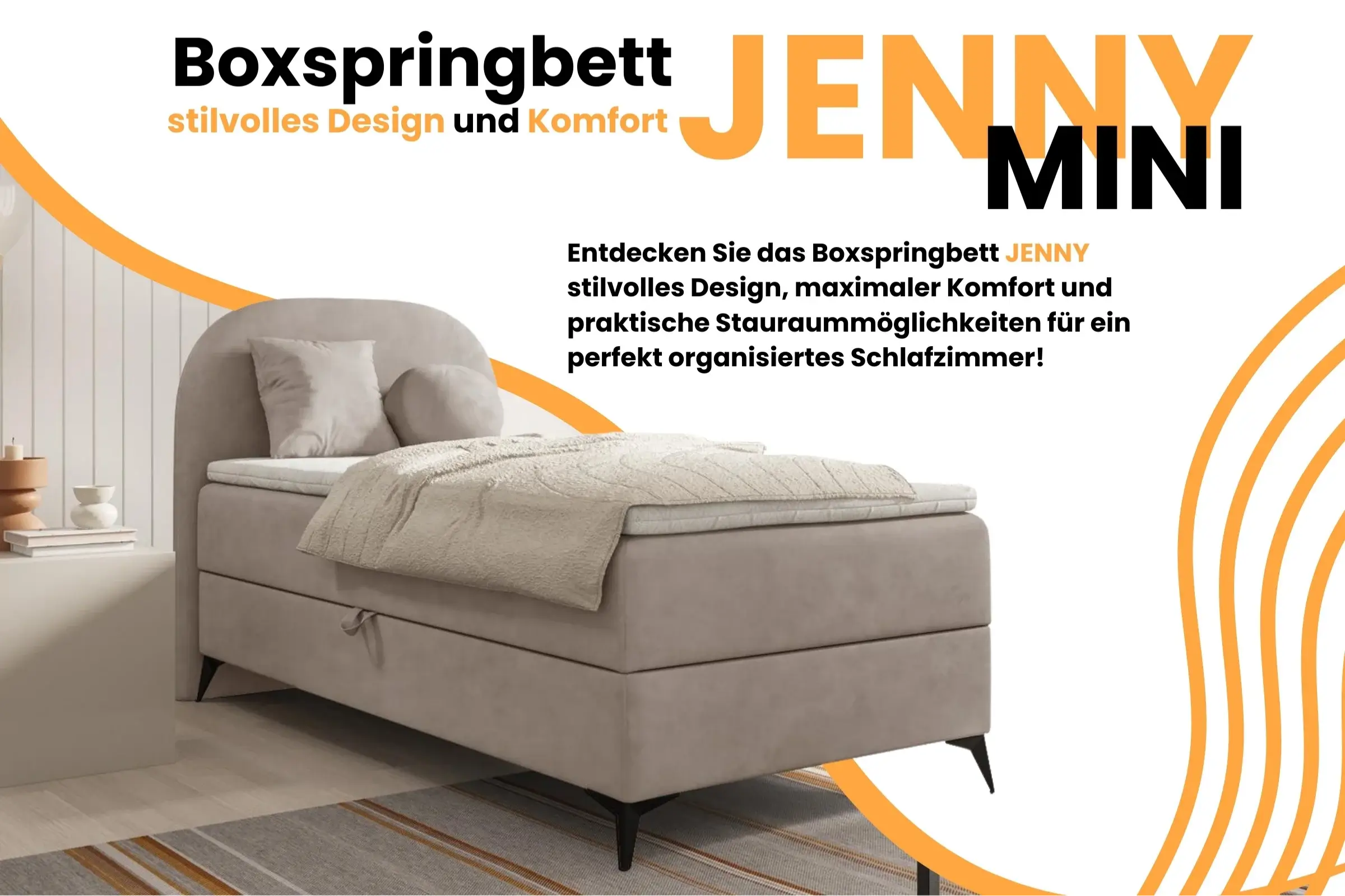 Boxspringbett Nardo Mini Mit Bettkasten – 90x200 Cm, Wahlweise Bonell- Oder Taschenfederkern