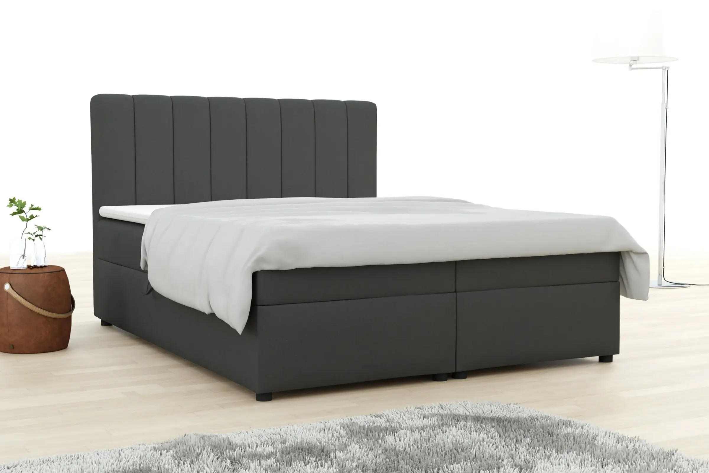 RICK 120x200 Paros 6 Dunkelgrau Boxspringbett mit Bettkasten Deine Möbel