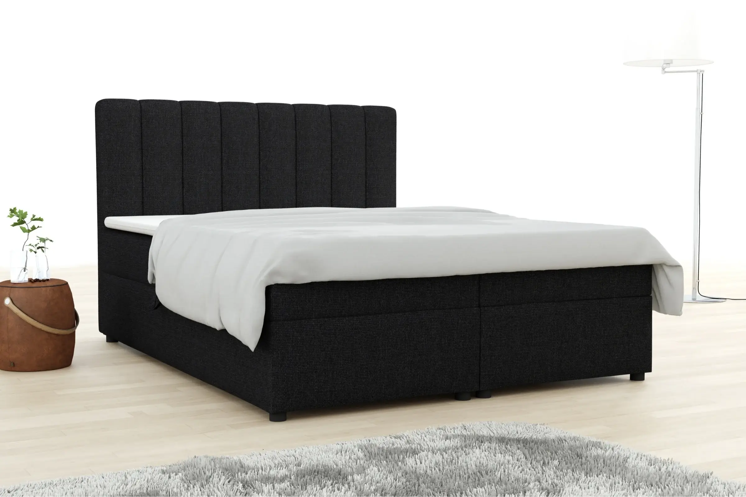 RICK 180x200 Inari 100 Schwarz Boxspringbett mit Bettkasten Deine Möbel