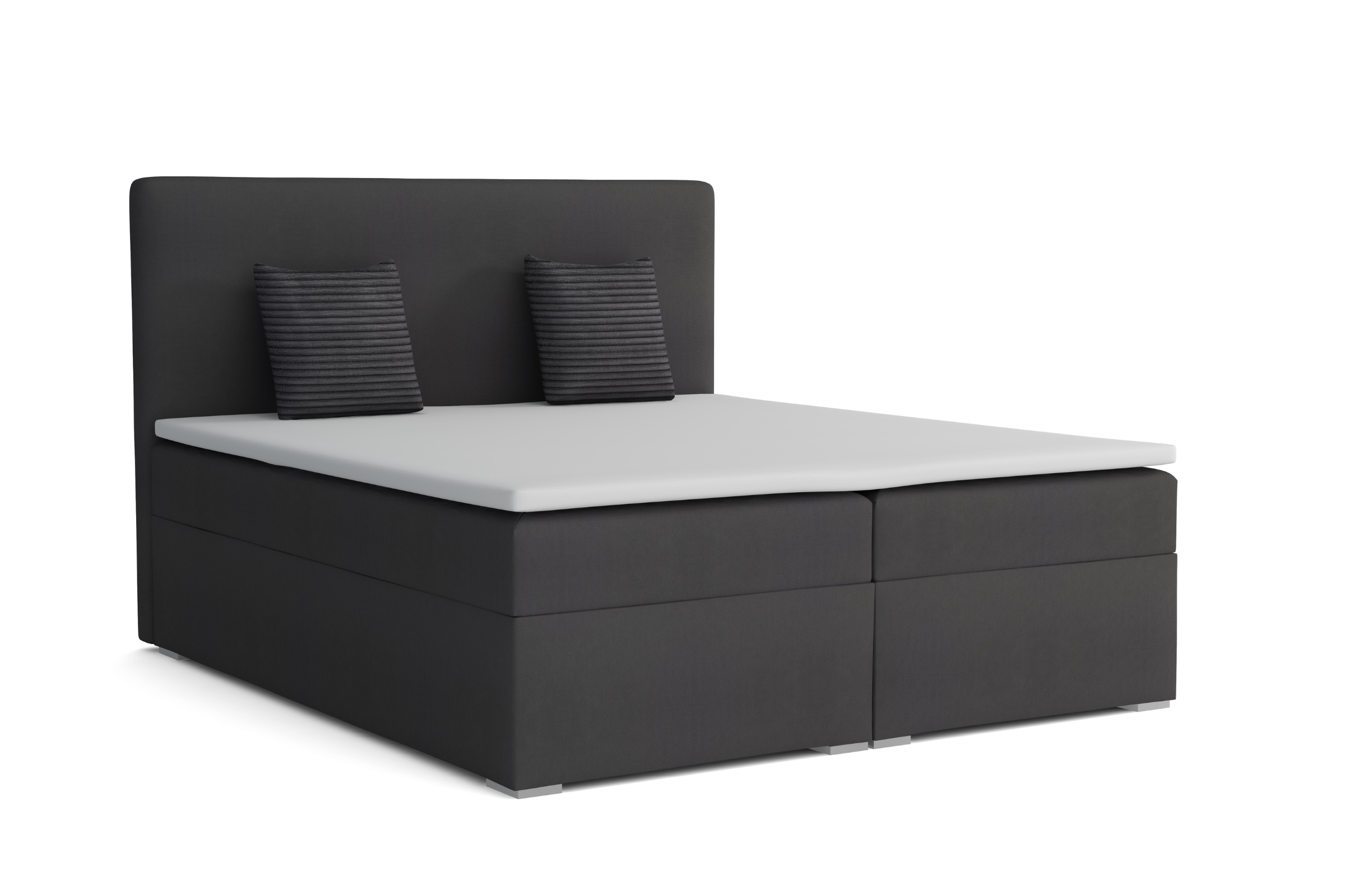 BASIC 140x200 Velour Kronos 34 Anthrazit Boxspringbett mit Bettkasten Deine Möbel