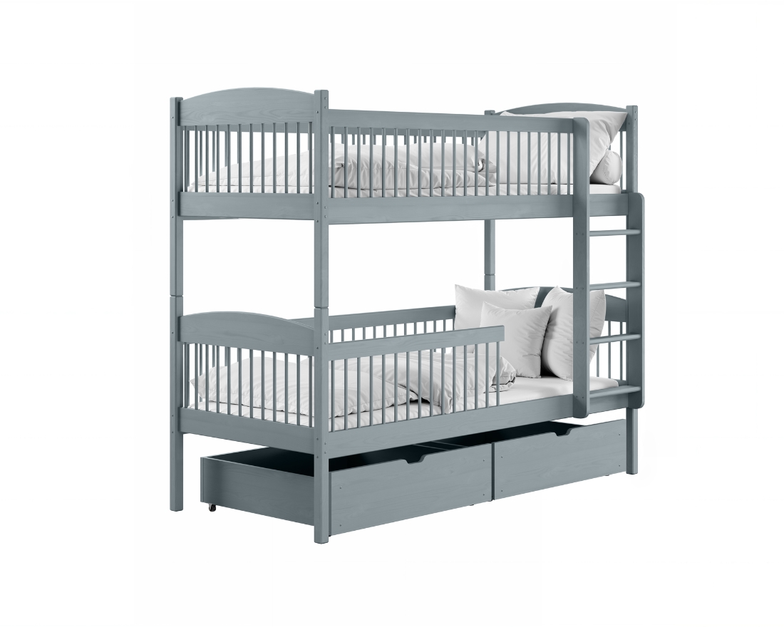 LUNEA 90x200 Aschgrau Etagenbett inkl. Lattenrost und Schubladen Deine Möbel  