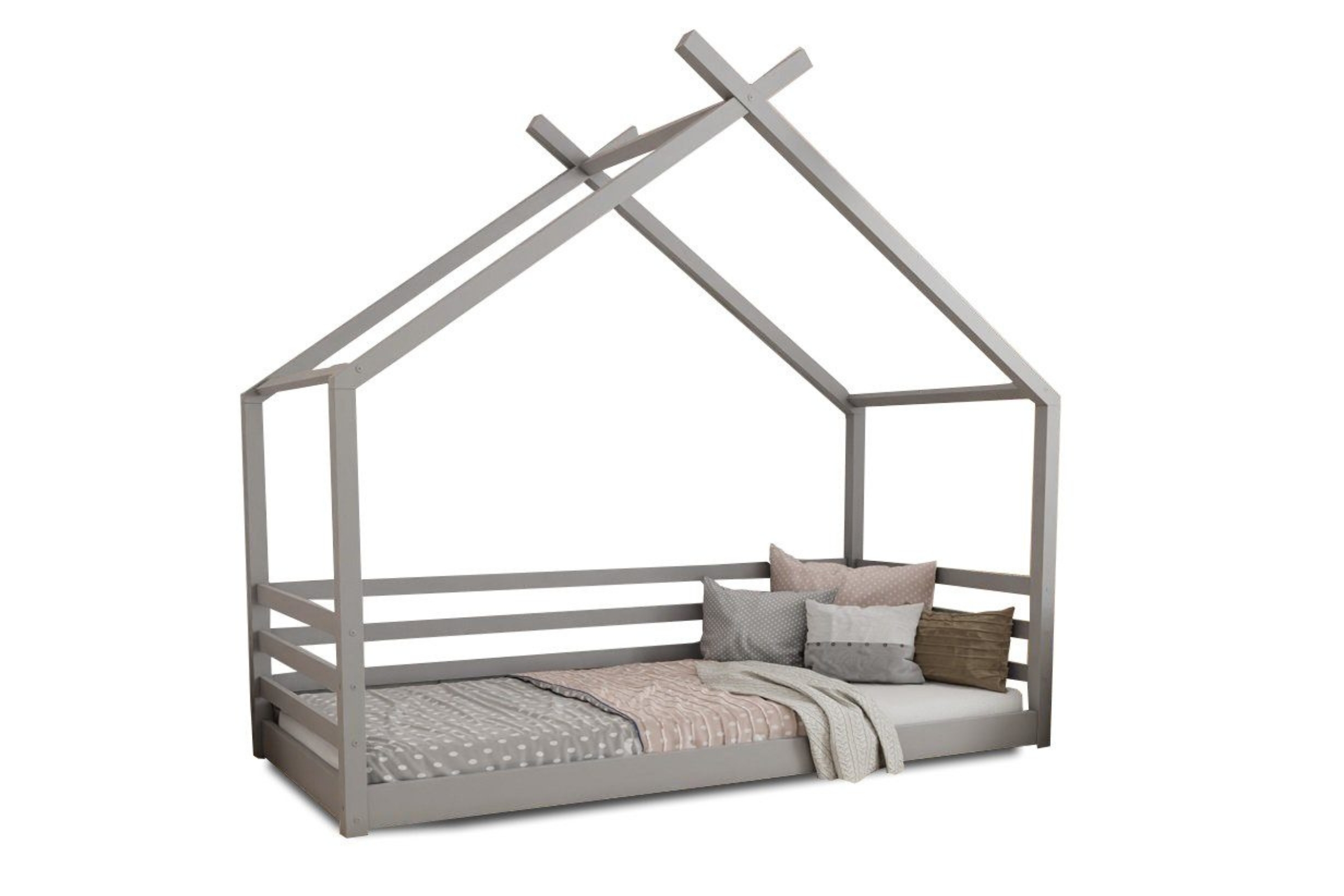 MOON 140x200 Grau Bodenbett Hausbett Einzelbett Deine Möbel