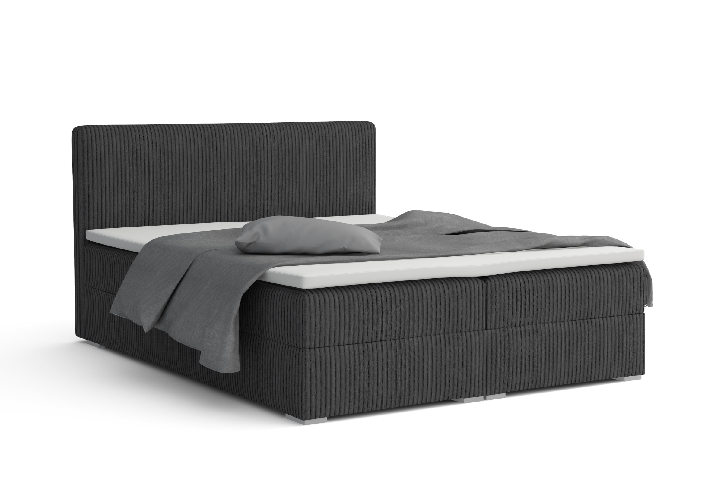 LON IV 200x200 Cord Poso 34 Anthrazit Boxspringbett Komplettbett Polsterbett Cord-Samt Deine Möbel
