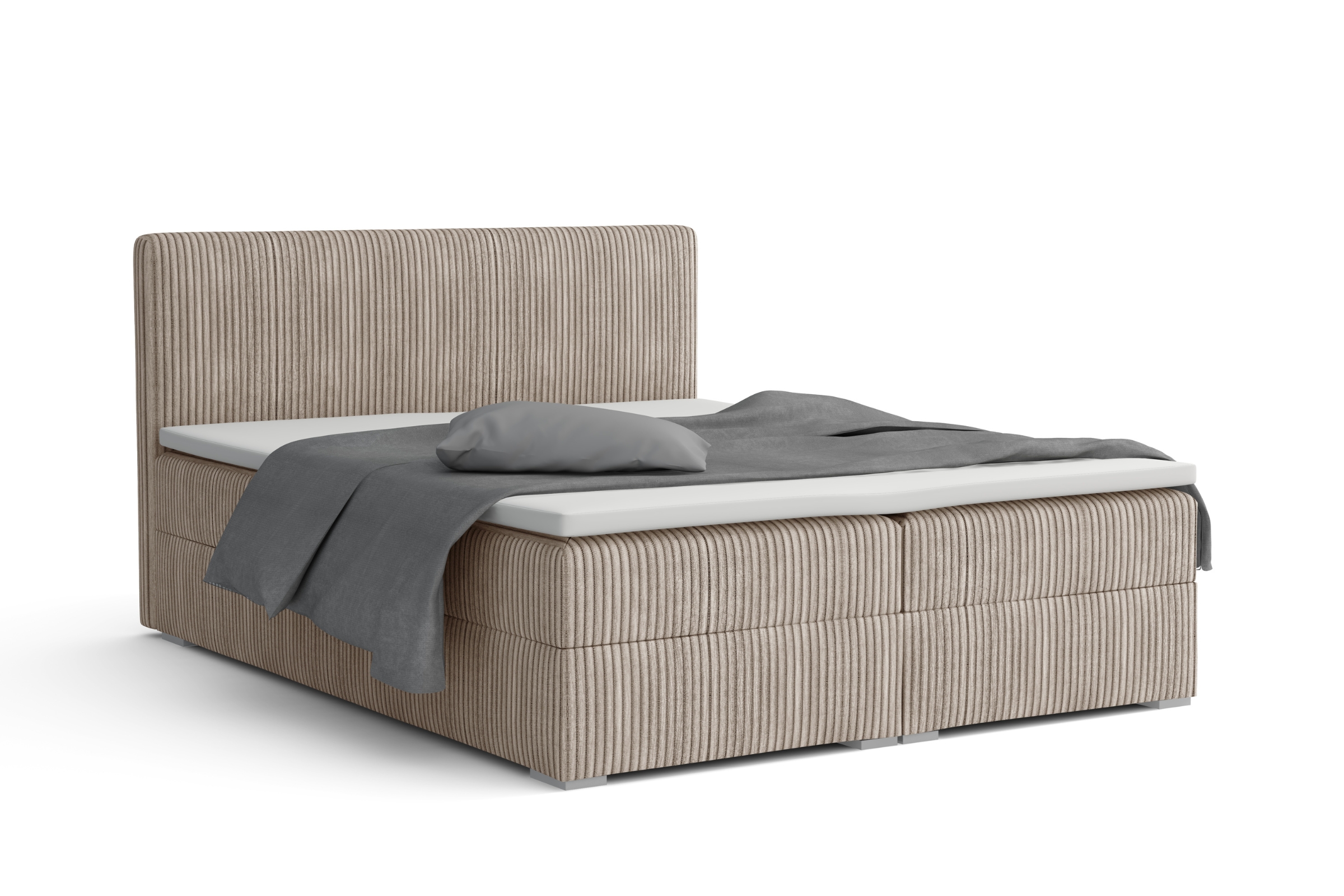 LON IV 160x200 Cord Poso 02 Beige Boxspringbett Komplettbett Polsterbett Cord-Samt Deine Möbel