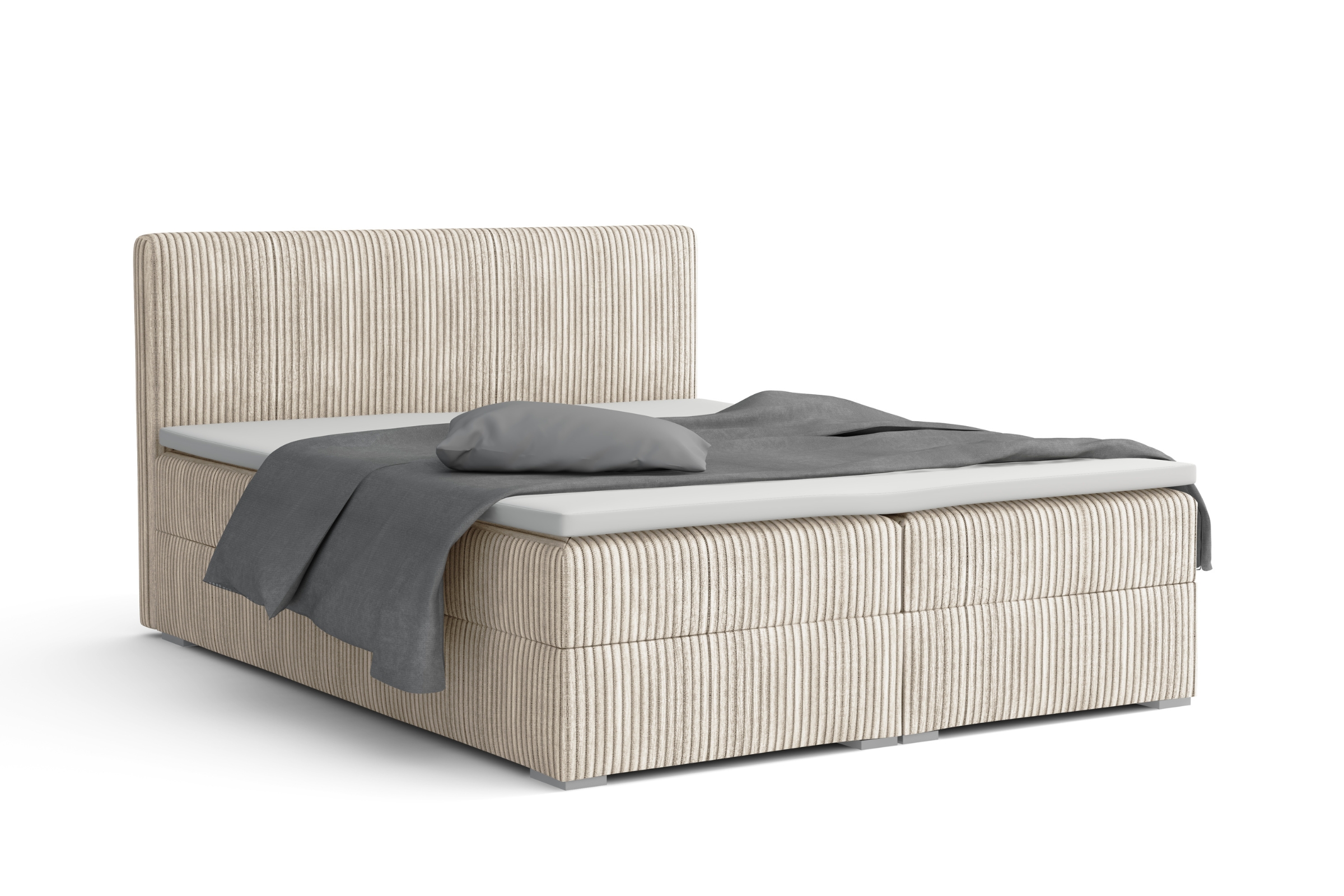 LON IV 140x200 Cord Poso 38 Creme Boxspringbett Komplettbett Polsterbett Cord-Samt Deine Möbel