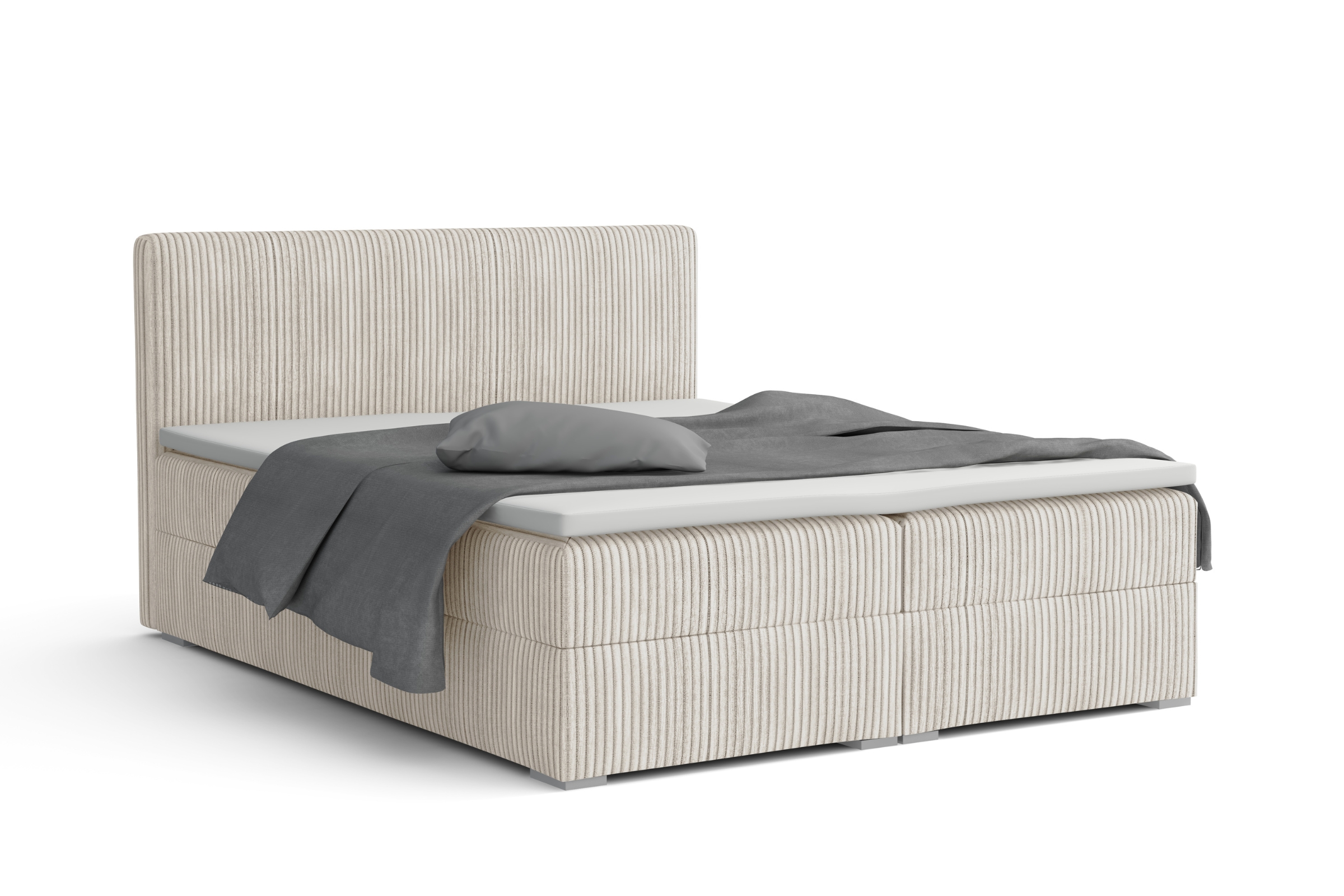 LON IV 180x200 Cord Poso 100 Ecru Boxspringbett Komplettbett Polsterbett Cord-Samt Deine Möbel  