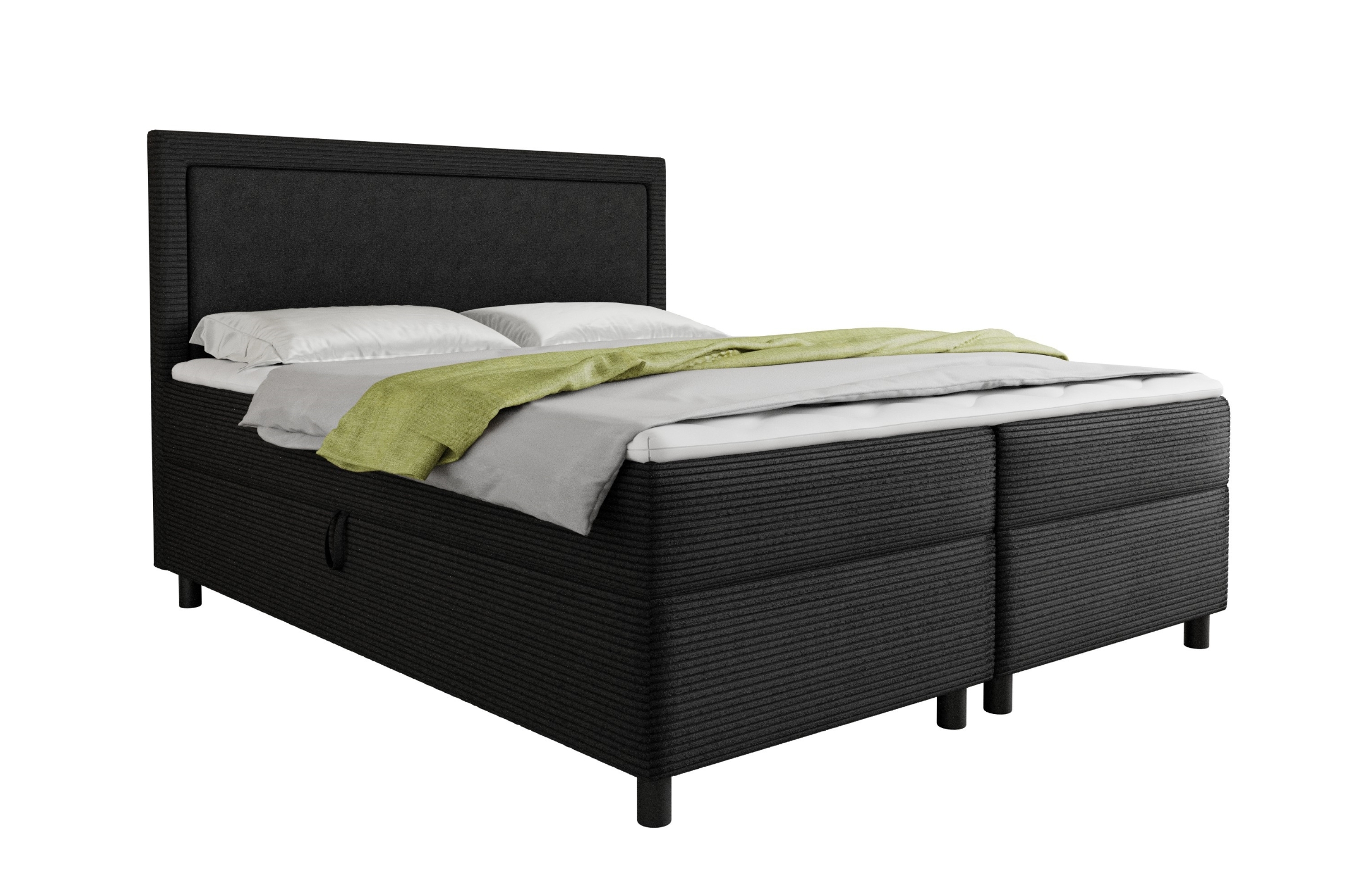 LARS 160x200 Poso 135/Kronos 7 Schwarz Boxspringbett mit Bettkasten Deine Möbel