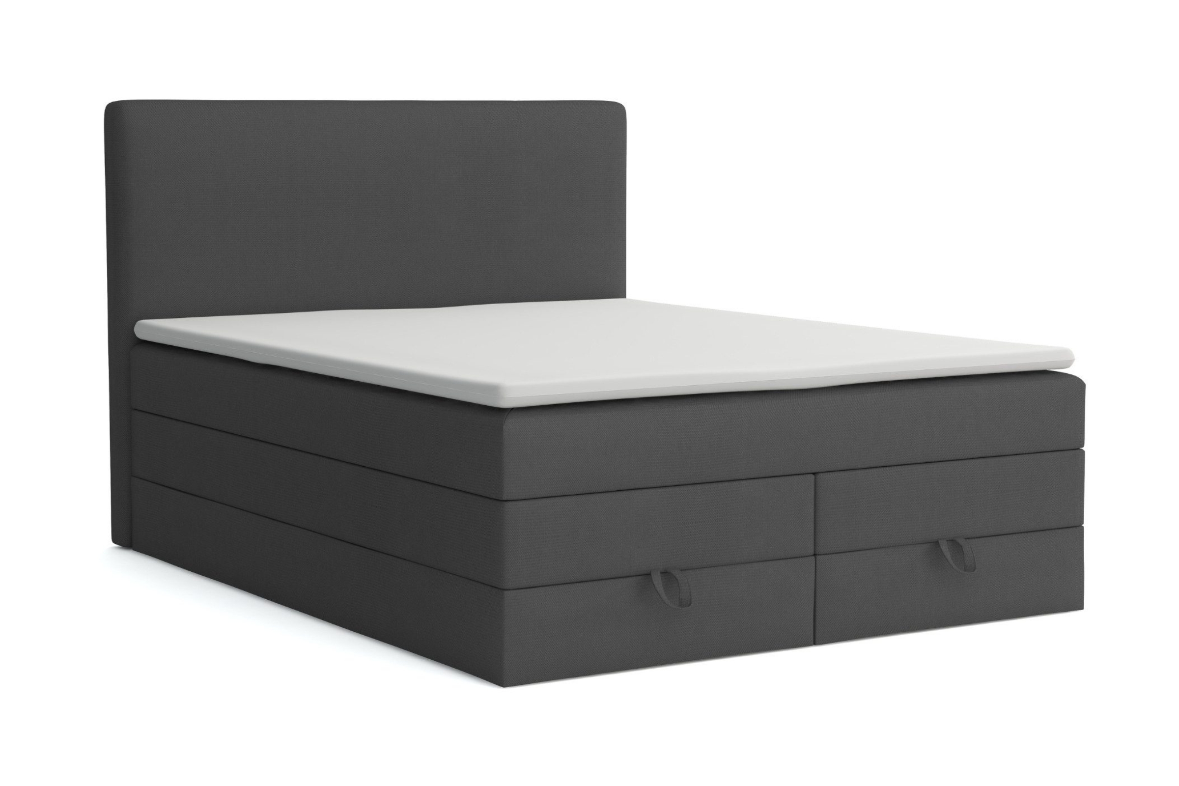 BASIC DUO 140x200 Velour Kronos 34 Anthrazit Boxspringbett mit Bettkasten Deine Möbel