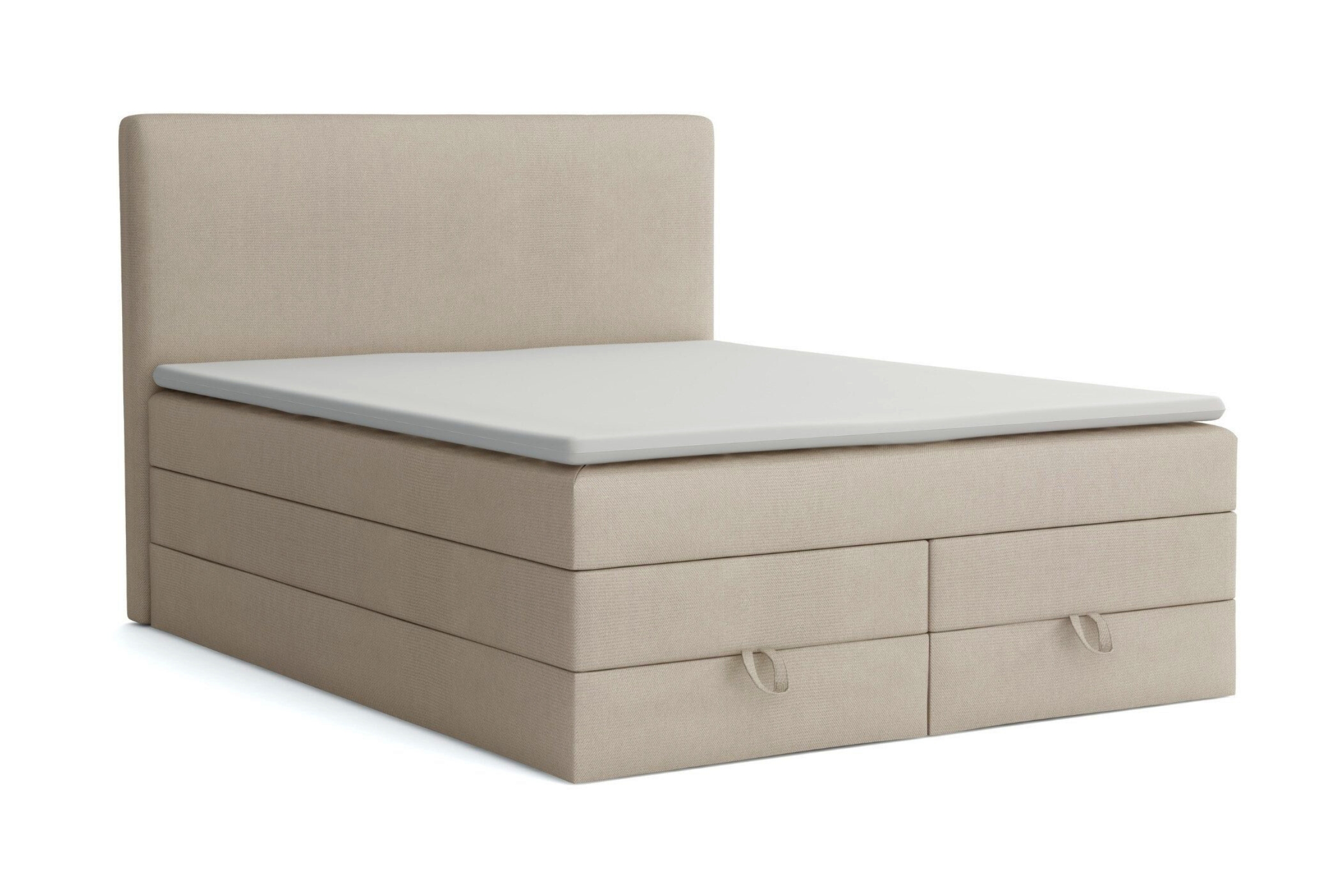 BASIC DUO 140x200 Velour Paros 2 Beige Boxspringbett mit Bettkasten Deine Möbel