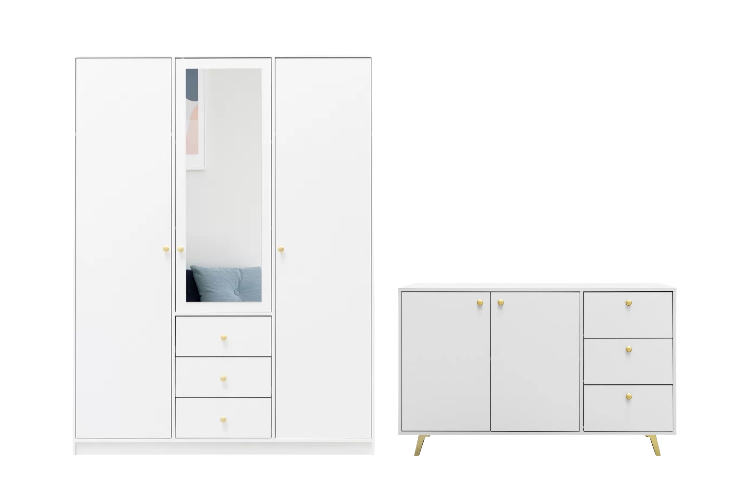 SEATTLE B Schlafzimmer-Set mit Kleiderschrank 150 cm & Kommode 140 cm, in Schwarz matt oder Weiß matt Deine Möbel  