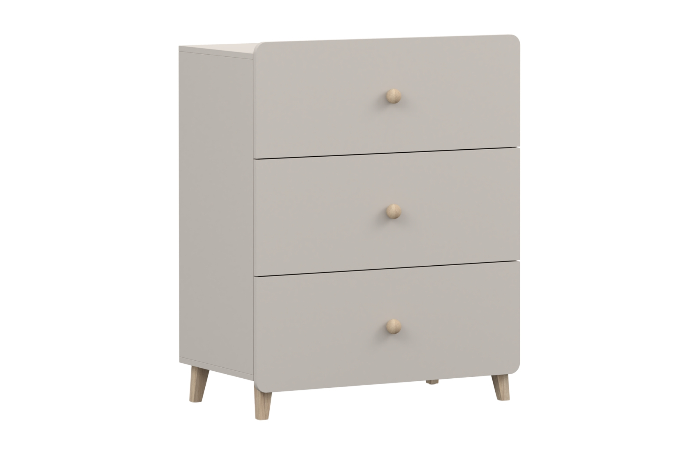 Kommode MARCO 04 80 cm kaschmir mit 3 Schubladen, Holzgriffe & Holzfüße Deine Möbel  